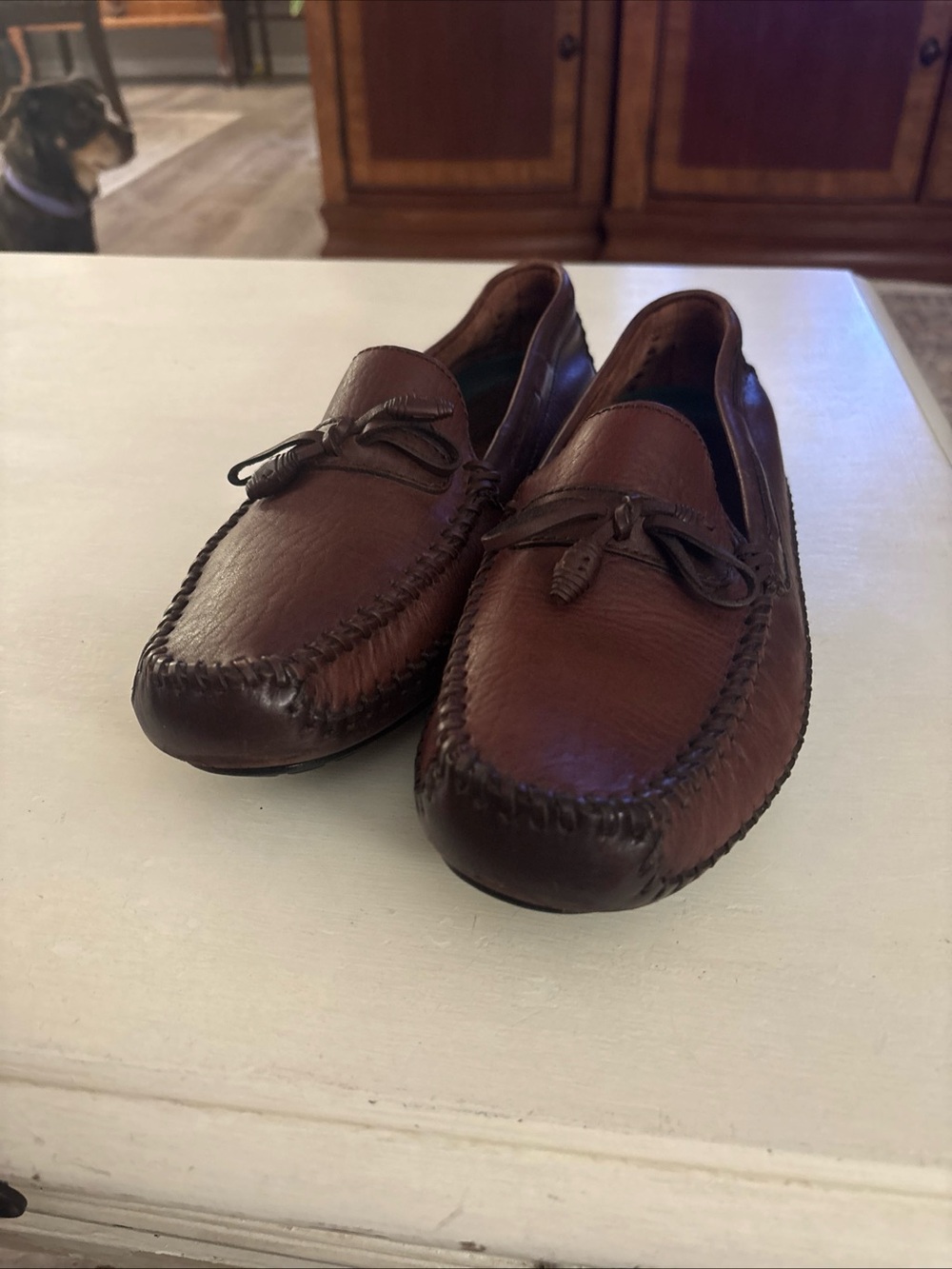 H S Trask Men's Brown Leather Moccasin Loafers 10.5 M